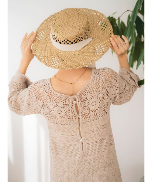 Ungrid(アングリッド)の「リボン付き透かし編みハット(ハット・レディース・ベージュ・FREE)」の15枚目の写真