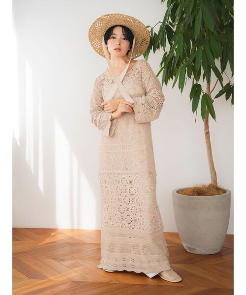 Ungrid(アングリッド)の「リボン付き透かし編みハット(ハット・レディース・ベージュ・FREE)」の16枚目の写真