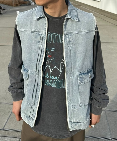 SOUNDSGOOOOD（サウンズグッド）の「■【SOUNDS GOOOOD / サウンズグッド】デニムベスト（ベスト・メンズ・サックスブルー/ブラック・ONE SIZE）」の7枚目の写真