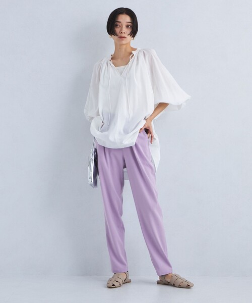 green label relaxing（グリーンレーベルリラクシング）の「【WEB限定】［size SHORT/TALLあり］T/R/PU オルマイ テーパード パンツ（その他パンツ・レディース・ブラック/ダークグレー/その他1/ライラック・40/38/42/36/34/SHORT/TALL）」の12枚目の写真