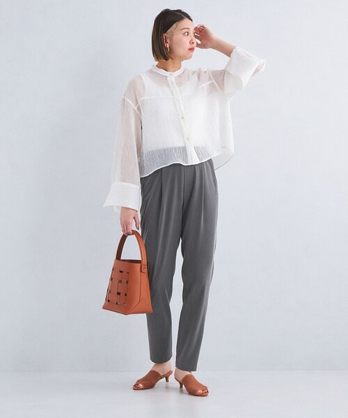 green label relaxing（グリーンレーベルリラクシング）の「【WEB限定】［size SHORT/TALLあり］T/R/PU オルマイ テーパード パンツ（その他パンツ・レディース・ブラック/ダークグレー/その他1/ライラック・40/38/42/36/34/SHORT/TALL）」の9枚目の写真