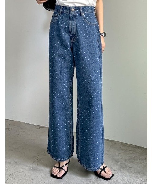 Randy♡ ビジューバックカットワイドデニム♡XS♡完売品 即購入⭕️ Randy♡ ビジューバックカットワイドデニム♡XS♡完売品 即購入