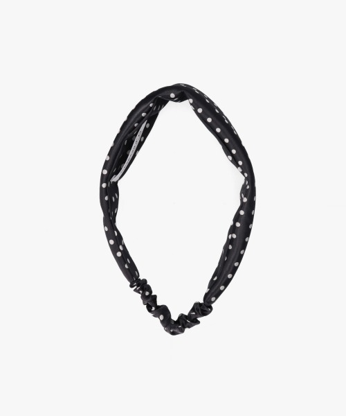 Chapeau d' O(シャポードオー)の「Chapeau d' O Polka dot Satin Hairband / シャポードオー(ヘアバンド・レディース・ブラック/ホワイト・FREE)」の5枚目の写真