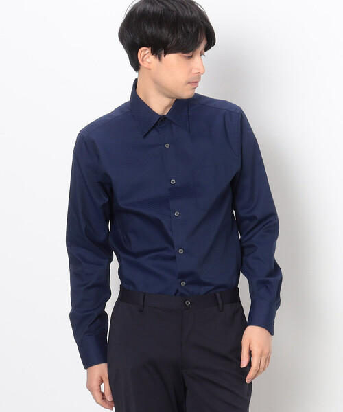 COMME CA ISM（コムサイズム）の「【イージーケア】市松柄 形態安定 ドレスシャツ（ビジネスシャツ・メンズ・ホワイト/ネイビー・SMALL/MEDIUM/LARGE/X-LARGE）」の10枚目の写真
