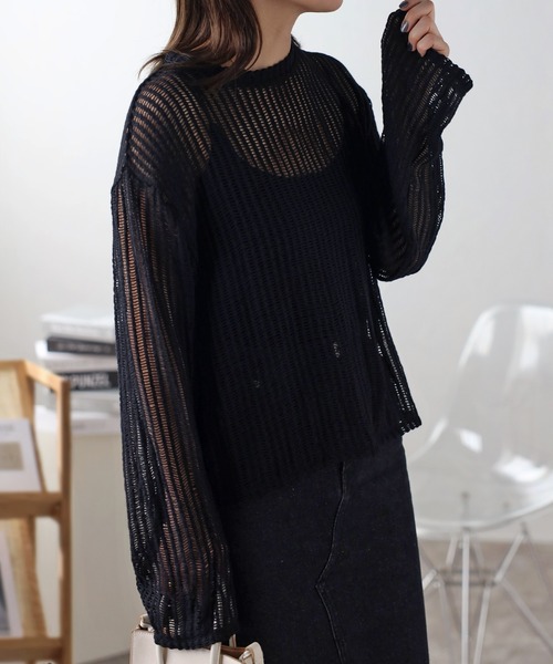セール】シアーメッシュトップス（Tシャツ/カットソー）｜ap