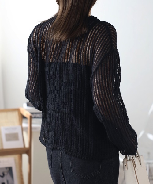 ap retro（アプレトロ）の「シアーメッシュトップス（Tシャツ/カットソー・レディース・アイボリー/ブラック・MEDIUM）」の10枚目の写真