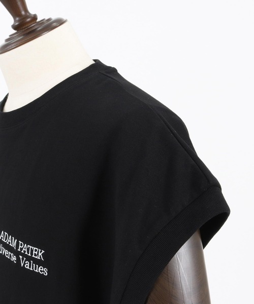 tシャツ 「ADAMPATEK/アダムパテック」logo embroidery sleeveless/ロゴ刺繍、プリントノースリーブTシャツ レディー ADAM PATEK tシャツ ADAMPATEK/logo embroidery sleeveless/ロゴ