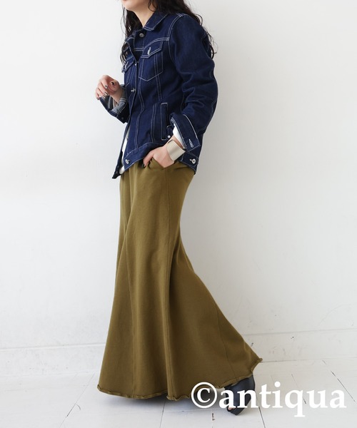 antiqua(アンティカ)の「裏毛切り替えフレアスカート(スカート・レディース・グレー系その他/ブラック/カーキオリーブ・FREE)」の16枚目の写真