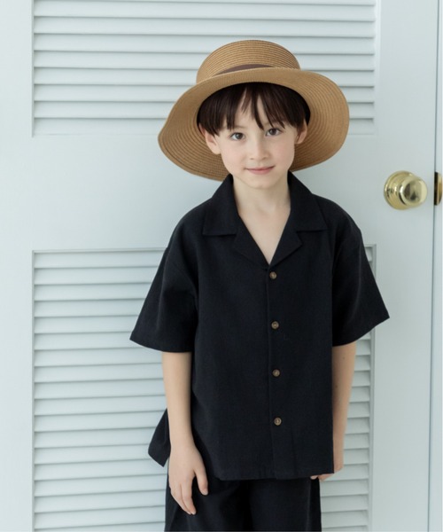pairmanon(ペアマノン)の「開襟シャツ ユニセックス セットアップ(セットアップ・キッズ・サンドベージュ/テラコッタ/ブラック/ブルー系その他2・100/110/120/130/140/150/90)」の7枚目の写真