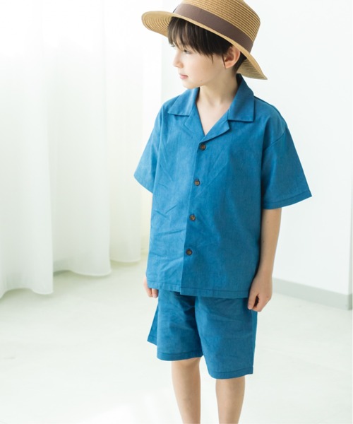 pairmanon(ペアマノン)の「開襟シャツ ユニセックス セットアップ(セットアップ・キッズ・サンドベージュ/テラコッタ/ブラック/ブルー系その他2・100/110/120/130/140/150/90)」の9枚目の写真