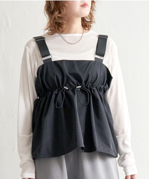 notch.（ノッチ）の「ナイロンギャザービスチェ（ベスト・レディース・オフホワイト/グレー/ブラック/ベージュ・M）」の2枚目の写真