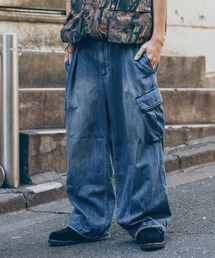 RAGEBLUE | LIGHT OZ DENIM WIDE CARGO PANTS/ライトオンス/デニムワイドパラシュートカーゴパンツ(カーゴパンツ)