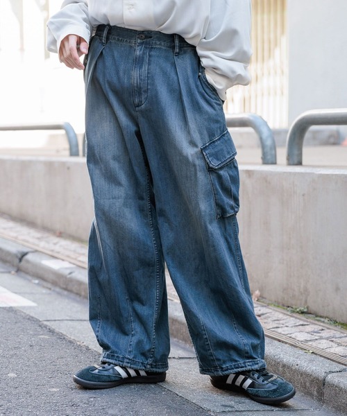 RAGEBLUE（レイジブルー）の「LIGHT OZ DENIM WIDE CARGO PANTS