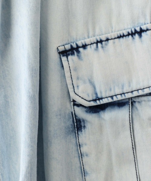 ライトブルー カーゴパンツ 大人向けサイズあり】ライトデニム・ワイドカーゴパンツ(S(150cm