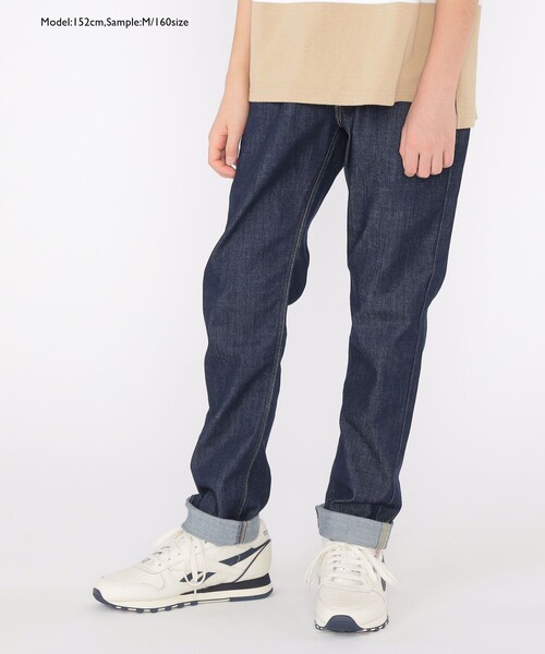 Lee(リー)の「Lee:100~160cm / リブ ストレッチ テーパード デニム(デニムパンツ・キッズ・ブルー/ネイビー/ライトブルー・100/110/120/130/140/150/M/160)」の13枚目の写真