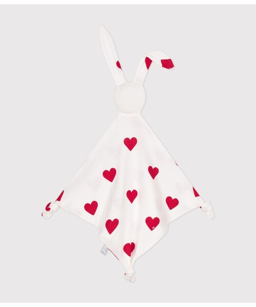 PETIT BATEAU(プチバトー)の「ハートプリントドゥドゥ(その他ベビー用品・キッズ・ホワイト×レッド・ONESIZE)」の2枚目の写真
