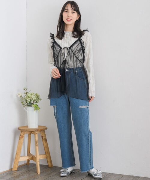 RETRO GIRL(レトロガール)の「肩フリルチュールビスチェ(キャミソール・レディース・ブラック/ナチュラル/ライトグレー・FREE)」の20枚目の写真