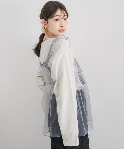 RETRO GIRL(レトロガール)の「肩フリルチュールビスチェ(キャミソール・レディース・ブラック/ナチュラル/ライトグレー・FREE)」の4枚目の写真