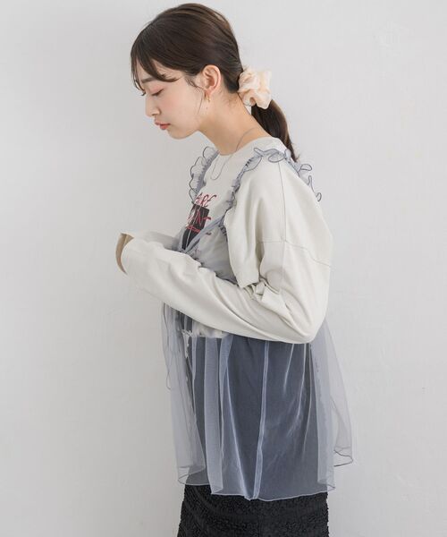 RETRO GIRL(レトロガール)の「肩フリルチュールビスチェ(キャミソール・レディース・ブラック/ナチュラル/ライトグレー・FREE)」の5枚目の写真