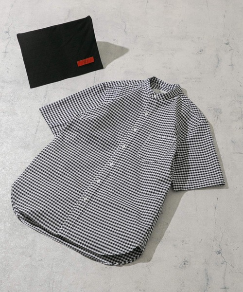 URBAN RESEARCH ROSSO MEN（アーバンリサーチロッソメン）の「『抗菌/消臭』『XXLサイズあり』ハイパフォーマンスバンドカラー半袖シャツ（シャツ/ブラウス・メンズ・ブラック系その他/グレー/ブラック/グレー系その他/ライトブルー/ネイビー/ブルー系その他/インディゴブルー/ストライプ/グリーン系その他/ホワイト・SMALL/MEDIUM/LARGE/X-LARGE/XX-LARGE）」の4枚目の写真