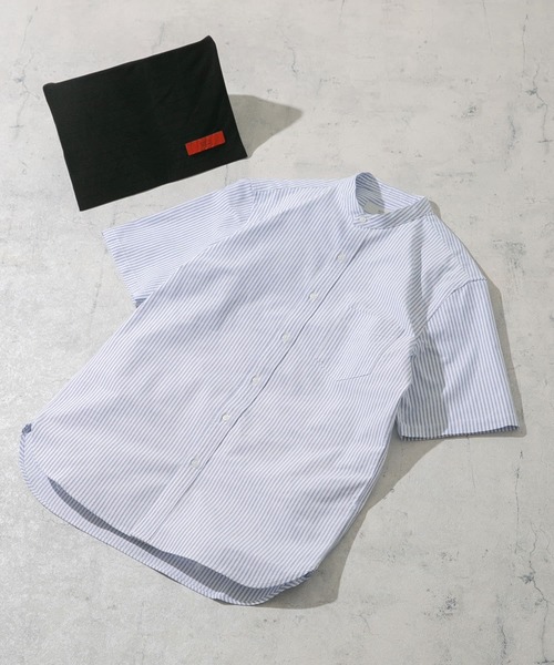 URBAN RESEARCH ROSSO MEN（アーバンリサーチロッソメン）の「『抗菌/消臭』『XXLサイズあり』ハイパフォーマンスバンドカラー半袖シャツ（シャツ/ブラウス・メンズ・ブラック系その他/グレー/ブラック/グレー系その他/ライトブルー/ネイビー/ブルー系その他/インディゴブルー/ストライプ/グリーン系その他/ホワイト・SMALL/MEDIUM/LARGE/X-LARGE/XX-LARGE）」の11枚目の写真