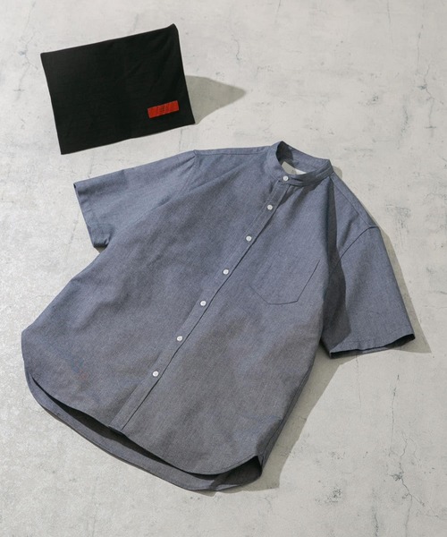 URBAN RESEARCH ROSSO MEN（アーバンリサーチロッソメン）の「『抗菌/消臭』『XXLサイズあり』ハイパフォーマンスバンドカラー半袖シャツ（シャツ/ブラウス・メンズ・ブラック系その他/グレー/ブラック/グレー系その他/ライトブルー/ネイビー/ブルー系その他/インディゴブルー/ストライプ/グリーン系その他/ホワイト・SMALL/MEDIUM/LARGE/X-LARGE/XX-LARGE）」の9枚目の写真