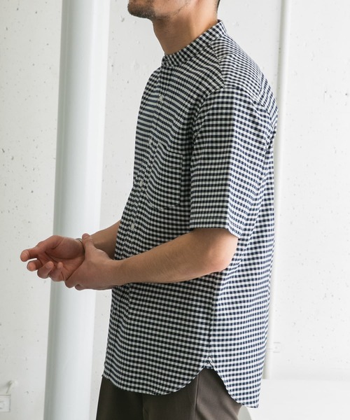 URBAN RESEARCH ROSSO MEN（アーバンリサーチロッソメン）の「『抗菌/消臭』『XXLサイズあり』ハイパフォーマンスバンドカラー半袖シャツ（シャツ/ブラウス・メンズ・ブラック系その他/グレー/ブラック/グレー系その他/ライトブルー/ネイビー/ブルー系その他/インディゴブルー/ストライプ/グリーン系その他/ホワイト・SMALL/MEDIUM/LARGE/X-LARGE/XX-LARGE）」の17枚目の写真