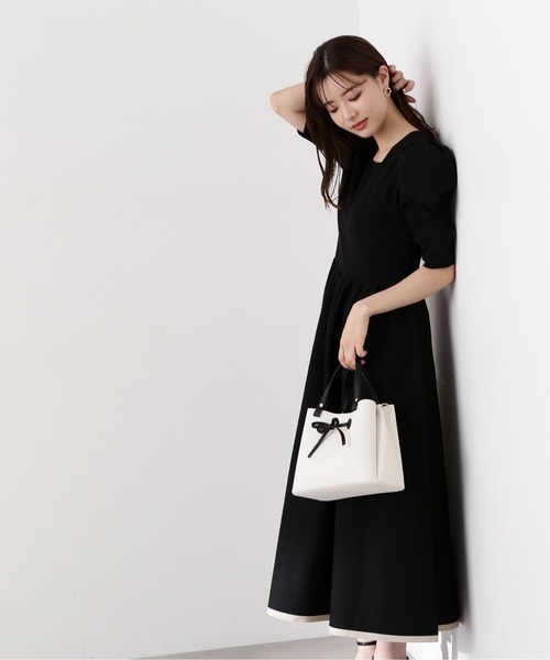 PROPORTION BODY DRESSING(プロポーションボディドレッシング)の「バイカラーニットワンピース / 1214140416(ワンピース・レディース・ベージュ/ブラック・SMALL/MEDIUM)」の9枚目の写真