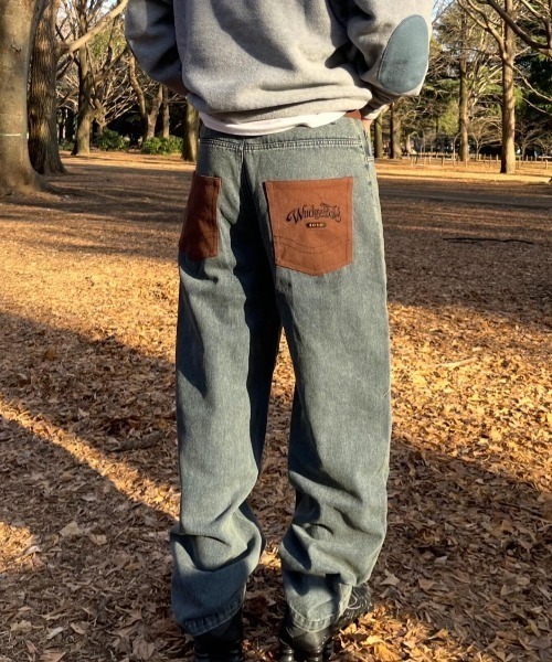 WudgeBoy(ワッジボーイ)の「bi-color denim pants(デニムパンツ・レディース・ブルー/ブラック・MEDIUM/LARGE)」の4枚目の写真