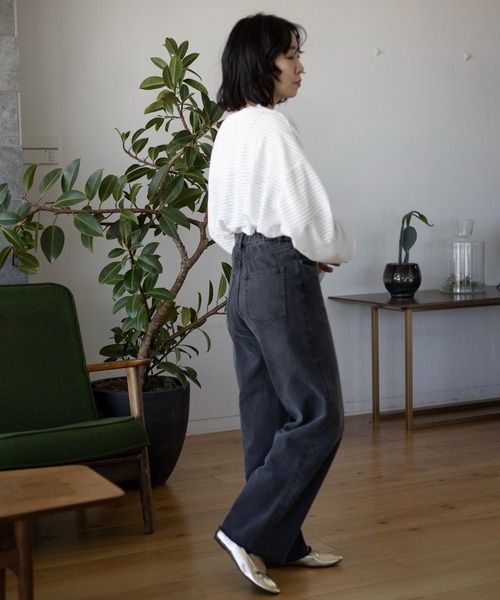 LEPSIM(レプシィム)の「シアー長袖ボーダー 992090(Tシャツ/カットソー・レディース・ブラック/オフホワイト/グリーン・FREE)」の8枚目の写真