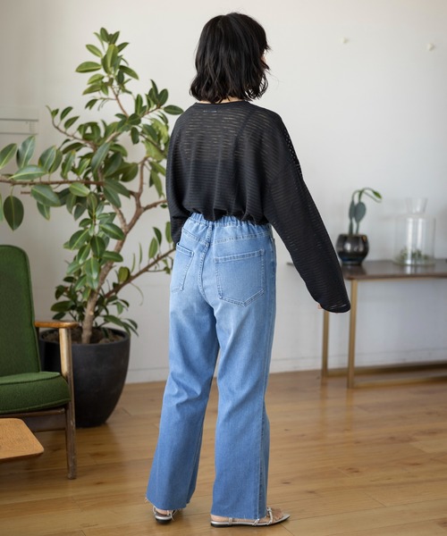 LEPSIM(レプシィム)の「シアー長袖ボーダー 992090(Tシャツ/カットソー・レディース・ブラック/オフホワイト/グリーン・FREE)」の18枚目の写真