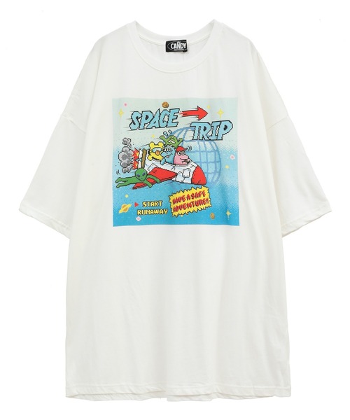 Candy Stripper(キャンディストリッパー)の「SPACE TRIP BIG BIG Tシャツ(Tシャツ/カットソー・レディース・イエロー/パープル/オフホワイト/ブラック・2)」の5枚目の写真