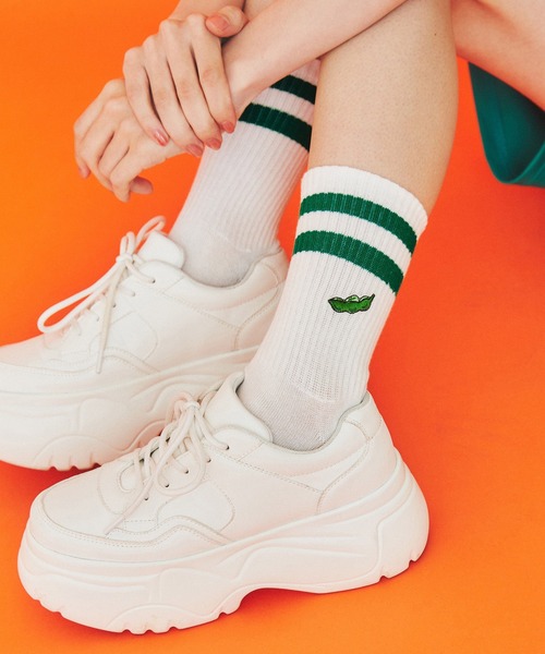 PUNYUS（プニュズ）の「フードラインソックス（ソックス/靴下・レディース・ブラック/パープル/ブルー/グリーン/イエロー/オレンジ/サックスブルー/ピンク/レッド/ライトパープル/ブラック系その他/ブラウン/レッド系その他・FREE）」の4枚目の写真