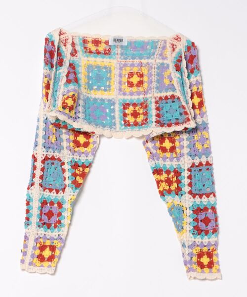 レトロ フラワー クロシェ かぎ針編みニット ボレロ（カーディガン