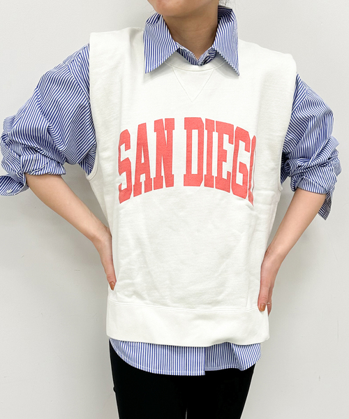 U by SPICK&SPAN（ユーバイスピックアンドスパン）の「【RUSSELL ATHLETIC/ラッセル・アスレティック】 HIGH COTTON Sweat Wmns（Tシャツ/カットソー・レディース・ネイビー/アイボリー/レッド・FREE）」の6枚目の写真