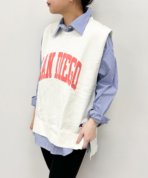 U by SPICK&SPAN（ユーバイスピックアンドスパン）の「【RUSSELL ATHLETIC/ラッセル・アスレティック】 HIGH COTTON Sweat Wmns（Tシャツ/カットソー・レディース・ネイビー/アイボリー/レッド・FREE）」の7枚目の写真