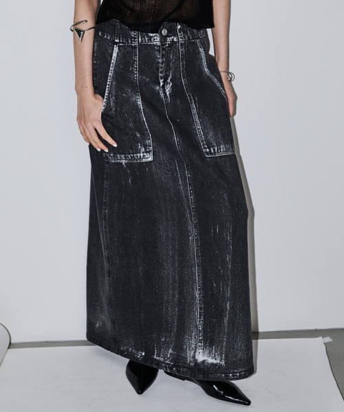AIC.（エーアイシー）の「バックスリット箔プリントデニムロングスカート（デニムスカート・レディース・ライトブルー/ブラック・FREE）」の20枚目の写真