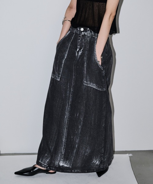 AIC.（エーアイシー）の「バックスリット箔プリントデニムロングスカート（デニムスカート・レディース・ライトブルー/ブラック・FREE）」の21枚目の写真