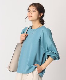 ◆【8分袖】お袖異素材 ドッキングトップス