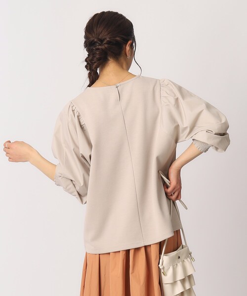 DRESKIP（ドレスキップ）の「◆【8分袖】お袖異素材 ドッキングトップス（Tシャツ/カットソー・レディース・サンドベージュ/ライトブルー/ベビーピンク/ブラック・04/03/02）」の10枚目の写真