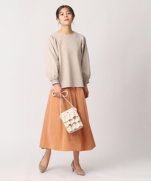 DRESKIP（ドレスキップ）の「◆【8分袖】お袖異素材 ドッキングトップス（Tシャツ/カットソー・レディース・サンドベージュ/ライトブルー/ベビーピンク/ブラック・04/03/02）」の11枚目の写真