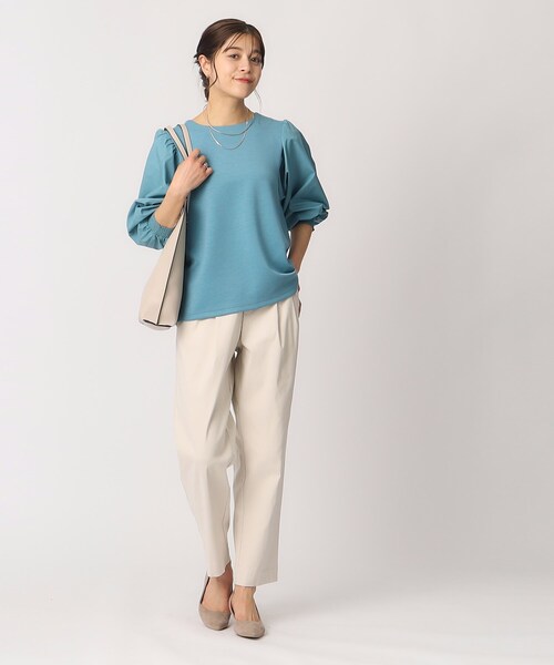 DRESKIP（ドレスキップ）の「◆【8分袖】お袖異素材 ドッキングトップス（Tシャツ/カットソー・レディース・サンドベージュ/ライトブルー/ベビーピンク/ブラック・04/03/02）」の15枚目の写真