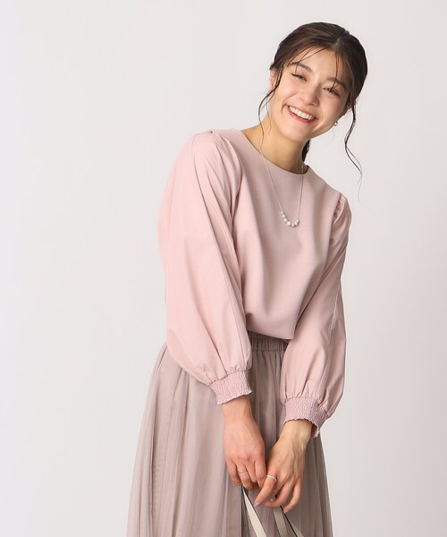 DRESKIP（ドレスキップ）の「◆【8分袖】お袖異素材 ドッキングトップス（Tシャツ/カットソー・レディース・サンドベージュ/ライトブルー/ベビーピンク/ブラック・04/03/02）」の17枚目の写真