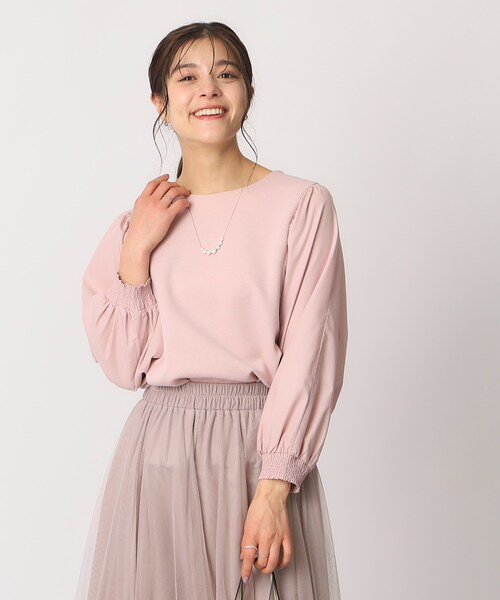 DRESKIP（ドレスキップ）の「◆【8分袖】お袖異素材 ドッキングトップス（Tシャツ/カットソー・レディース・サンドベージュ/ライトブルー/ベビーピンク/ブラック・04/03/02）」の18枚目の写真