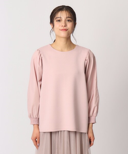 DRESKIP（ドレスキップ）の「◆【8分袖】お袖異素材 ドッキングトップス（Tシャツ/カットソー・レディース・サンドベージュ/ライトブルー/ベビーピンク/ブラック・04/03/02）」の21枚目の写真