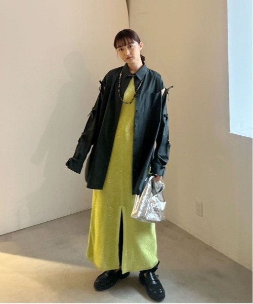 トップス Ameri GEOMETRIC GLITTER KNIT TOP Ameri（アメリ）の「GLITTER KNIT LONG TOP（Tシャツ/カットソー