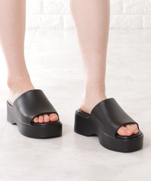 【特価セール☆】Terisa オープントゥ サンダル セール】ソリッドカラー 厚底 ソフト オープントゥ サンダル
