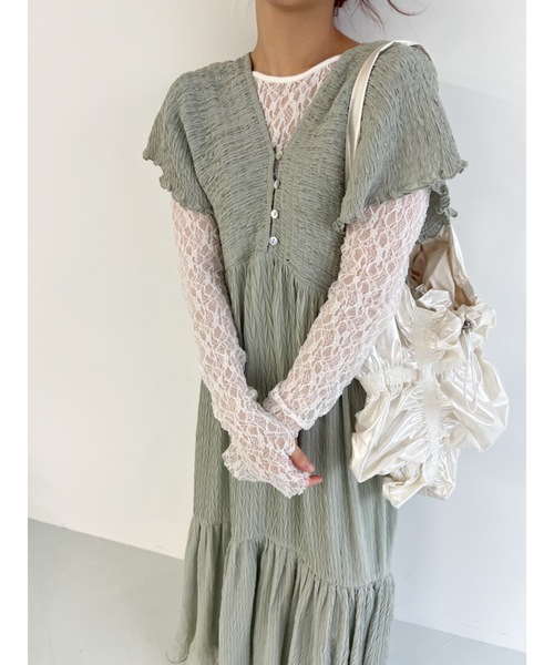 前後2way/サムホール付き】flower lace sew（Tシャツ/カットソー