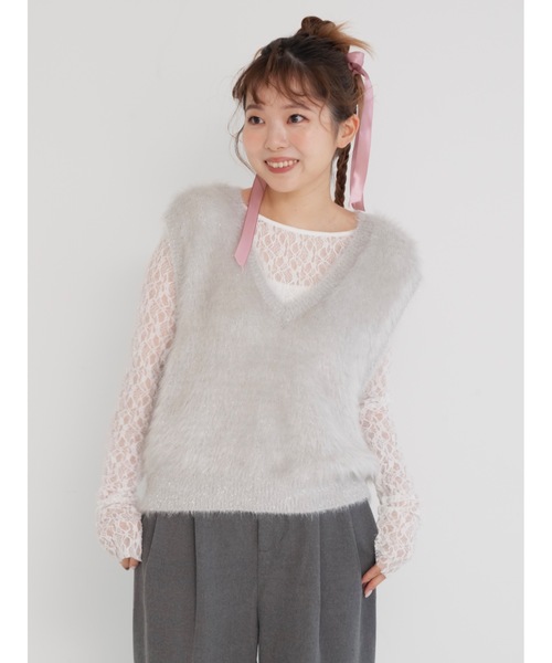tシャツ 「前後2way/サムホール付き」flower lace sew レディース jumelle（ジュメロ）の「【前後2way/サムホール付き】flower