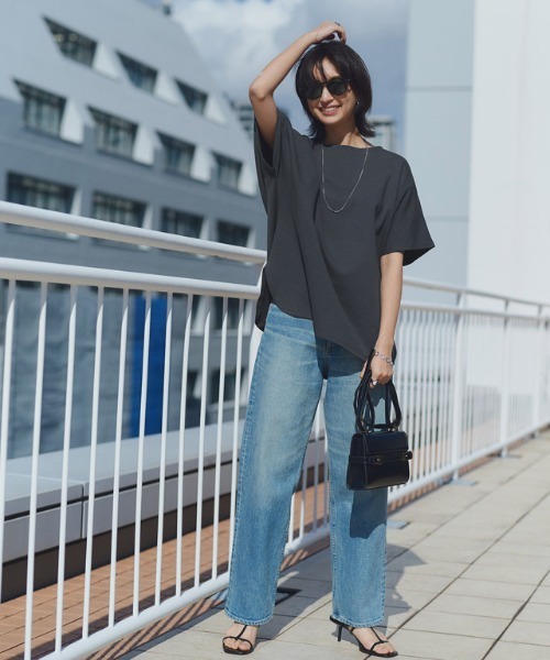 RASW（ラス）の「[RASW]コーマコットンオーバーTシャツ（Tシャツ/カットソー・レディース・オフホワイト/チャコール/ブラック・L/M）」の19枚目の写真